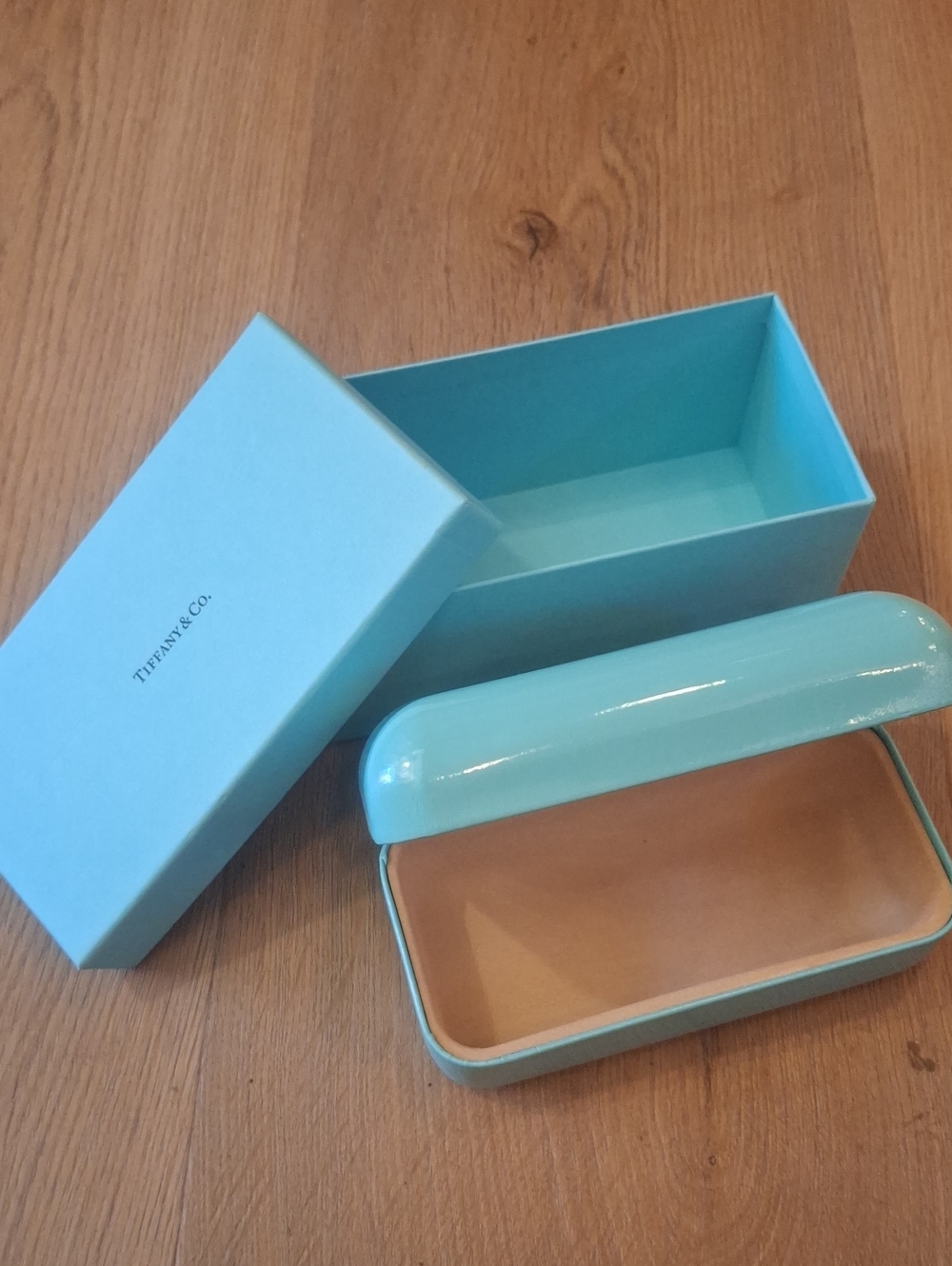 Tiffany & Co. robin's-egg blue jewelry and eyeglass case set